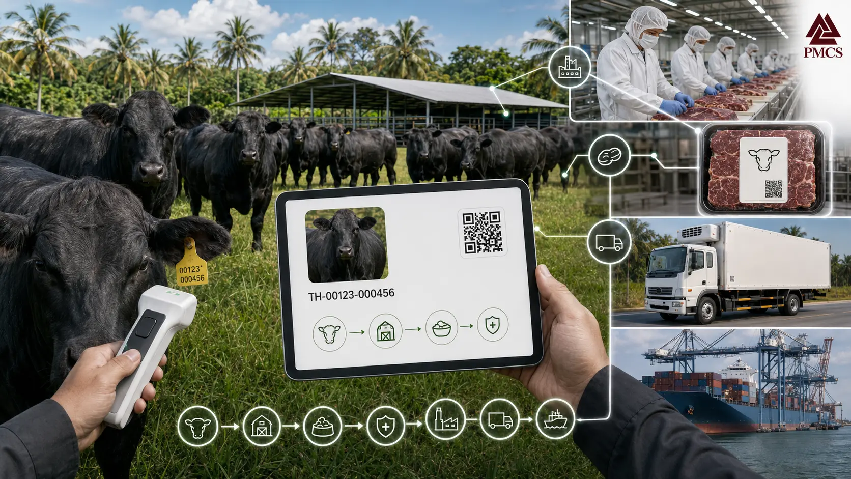 Connected livestock production, traceability, processing, logistics and market systems